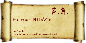 Petrecz Milán névjegykártya